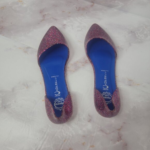 JEFFREY CAMPBELL GLITTER SPARKLE PINK JELLY FLATS HAVANA US LADIES SZ 8 SLIP ON - Picture 13 of 16